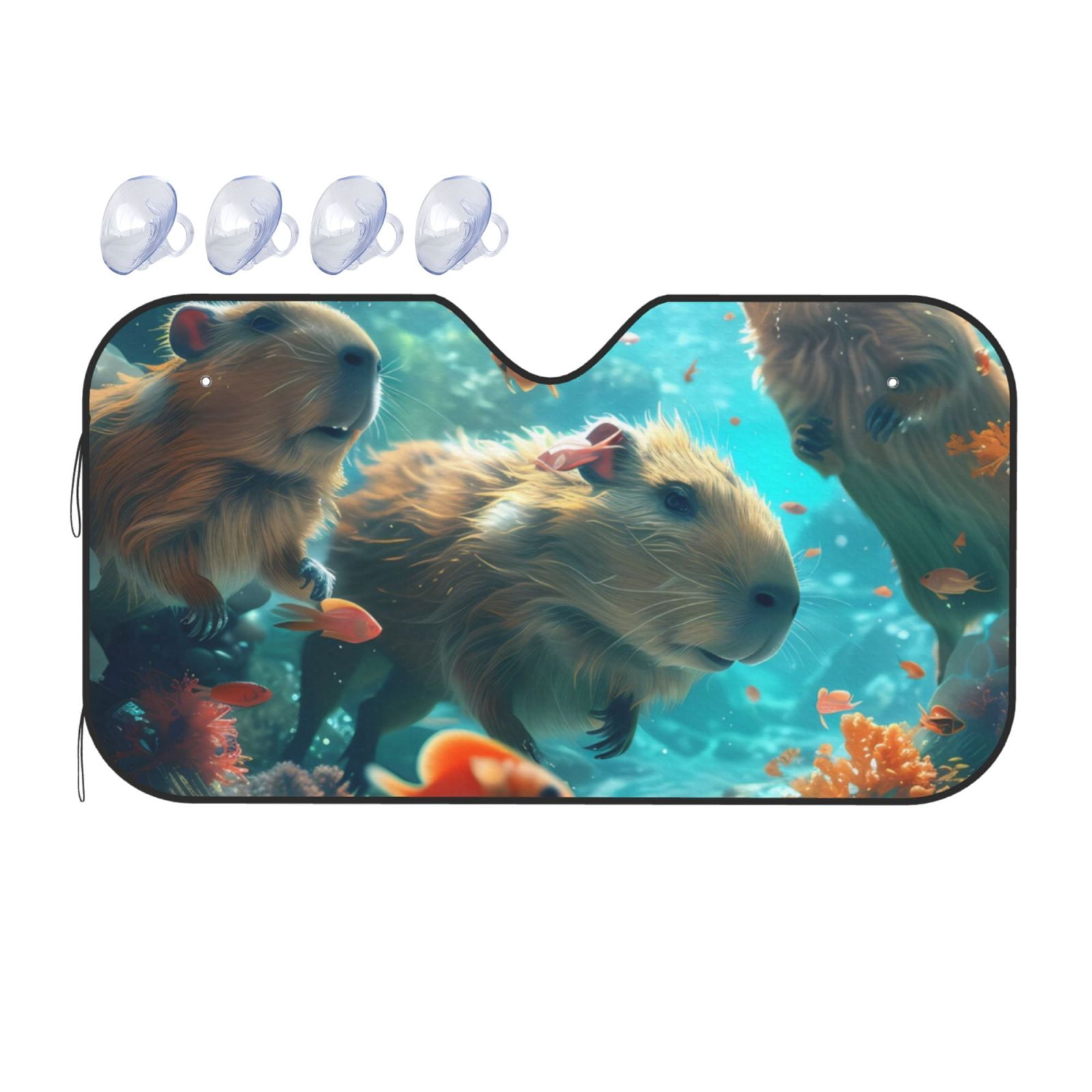 View of Zeuib Underwater Swimming Guinea Pig Premium Car Sunshade: Superior Sun ...