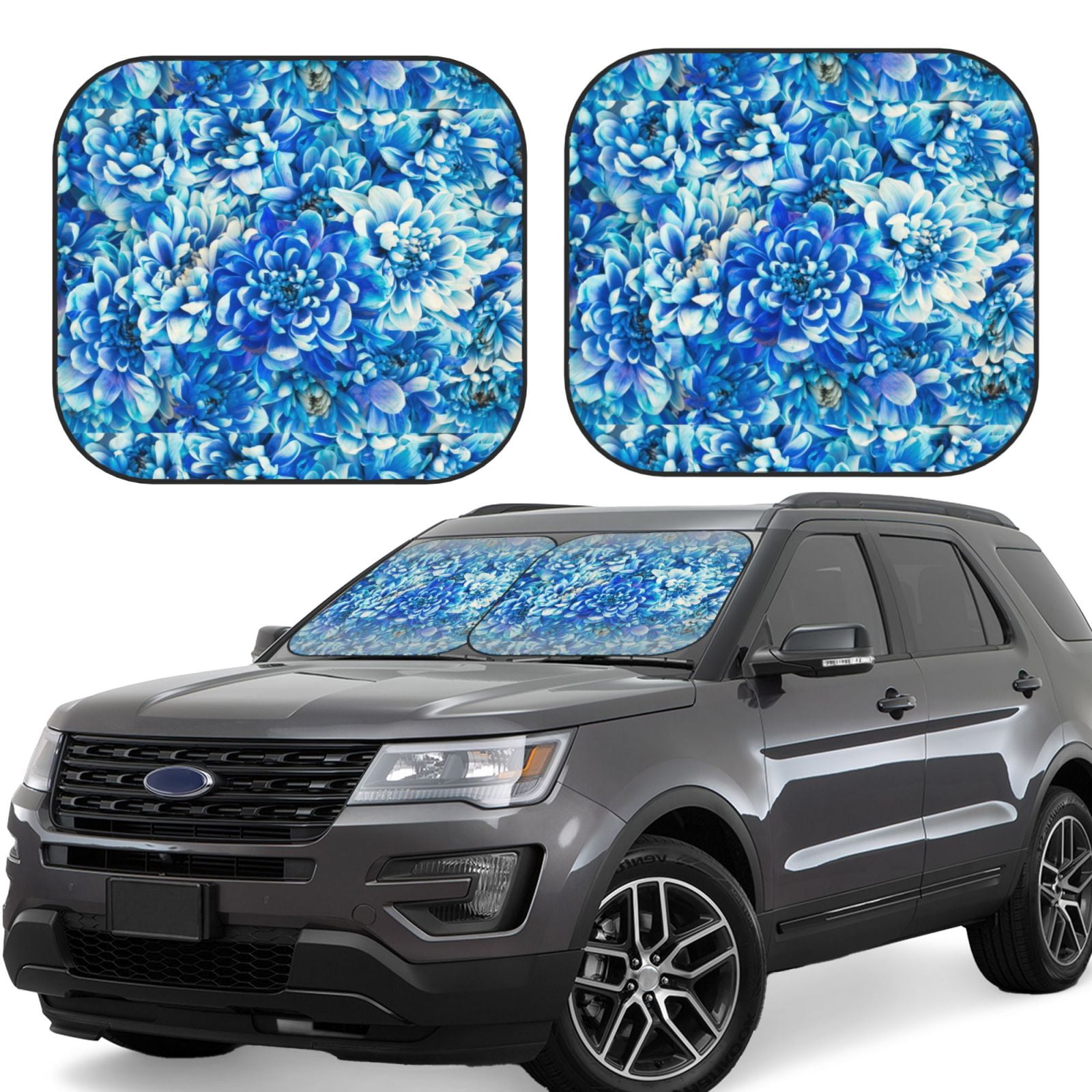 Blue Basketball Pattern Print Car Sun Shade