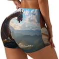 thumbnail image 1 of Balery Clear Sky Mountain Red Dragon Printed Workout Shorts for Women Seamless Scrunch Short Gym Yoga Running Sport Active Exercise Fitness Shorts-Large, 1 of 8