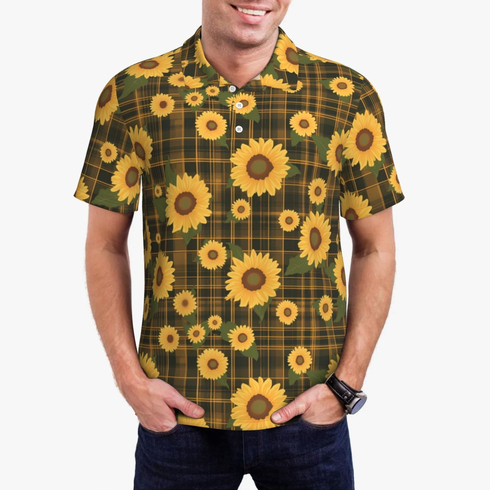 Buffalo Plaid Blue Print Men's Golf Shirts main image 0