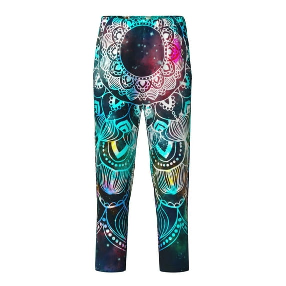 Zeuib Watercolor Mandala Print Pajama Pants for Girls Boys,PJ Bottoms for Kids, Pajama Pants Lounge for Teens, Long Pants with 2 Pockets-