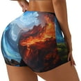 thumbnail image 1 of Balery Red And Blue Fire Mountains Printed Workout Shorts for Women Seamless Scrunch Short Gym Yoga Running Sport Active Exercise Fitness Shorts-Small, 1 of 8