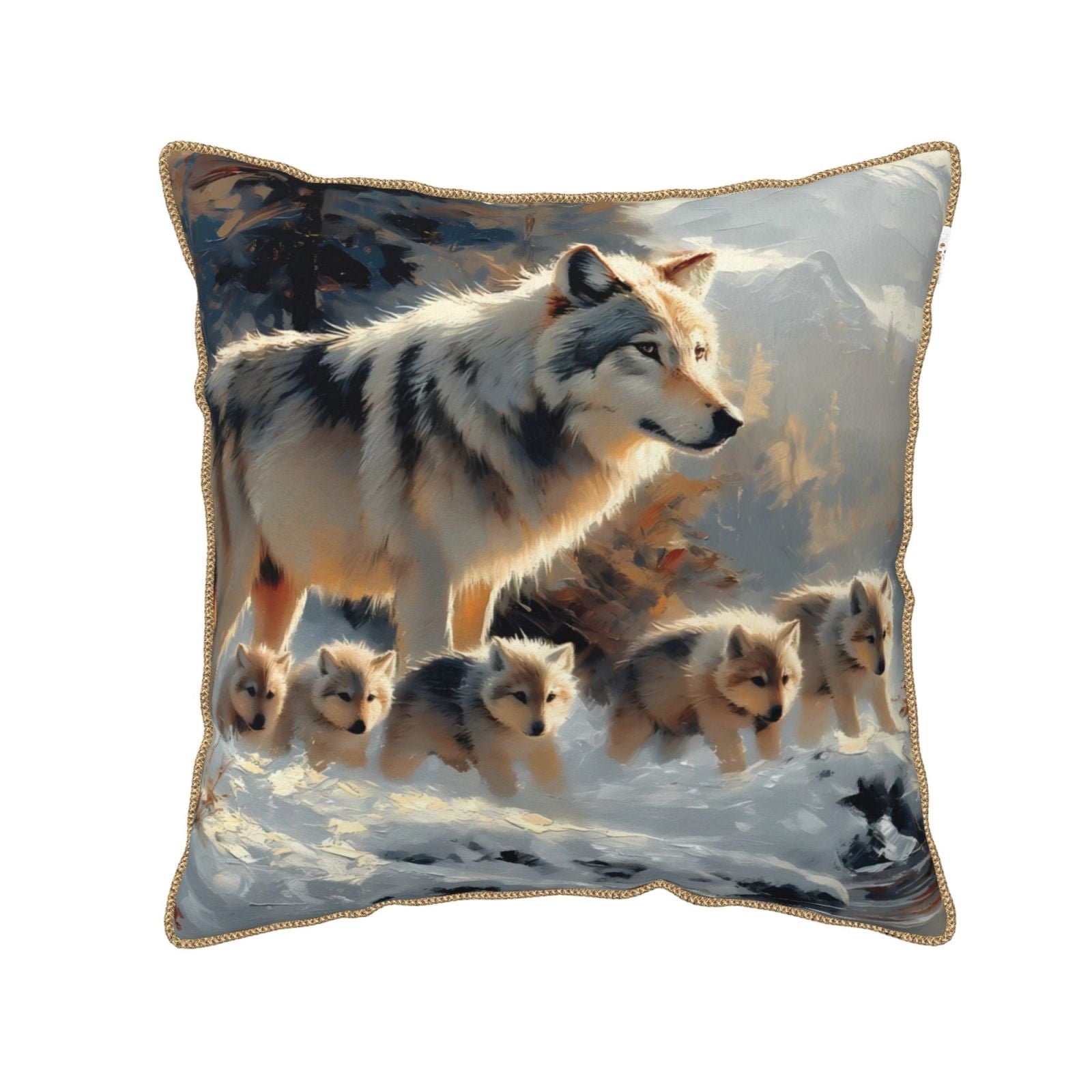 Zeuib Wolf Family Winter Wonderland Print Decorative Throw Pillow ...