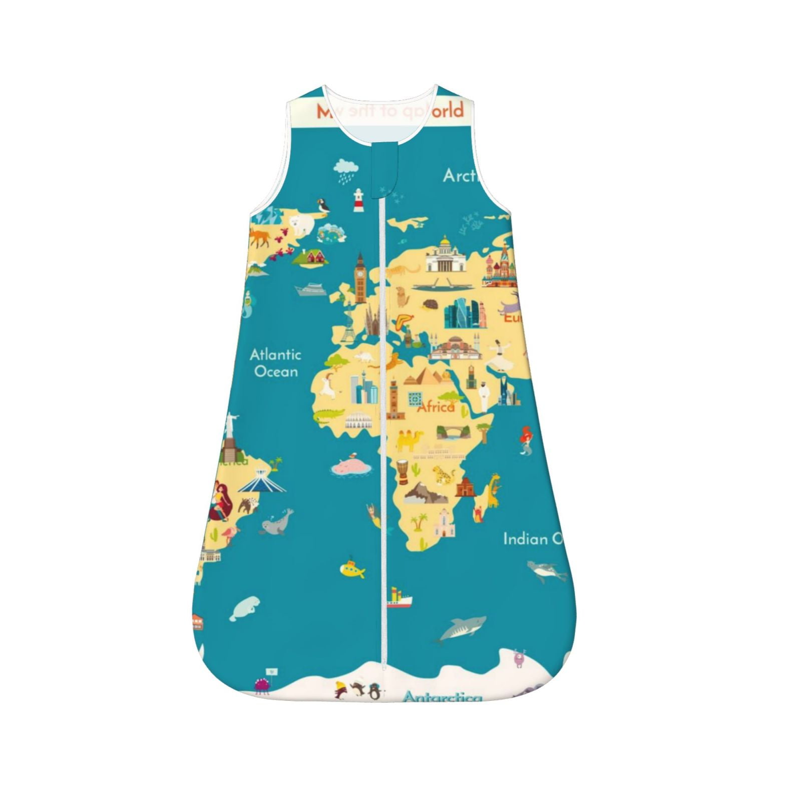 Zeuib World Map With Landmarks Toddler Sleep Sack,Sleep Sack With Sleeves, Sleep Sack Early