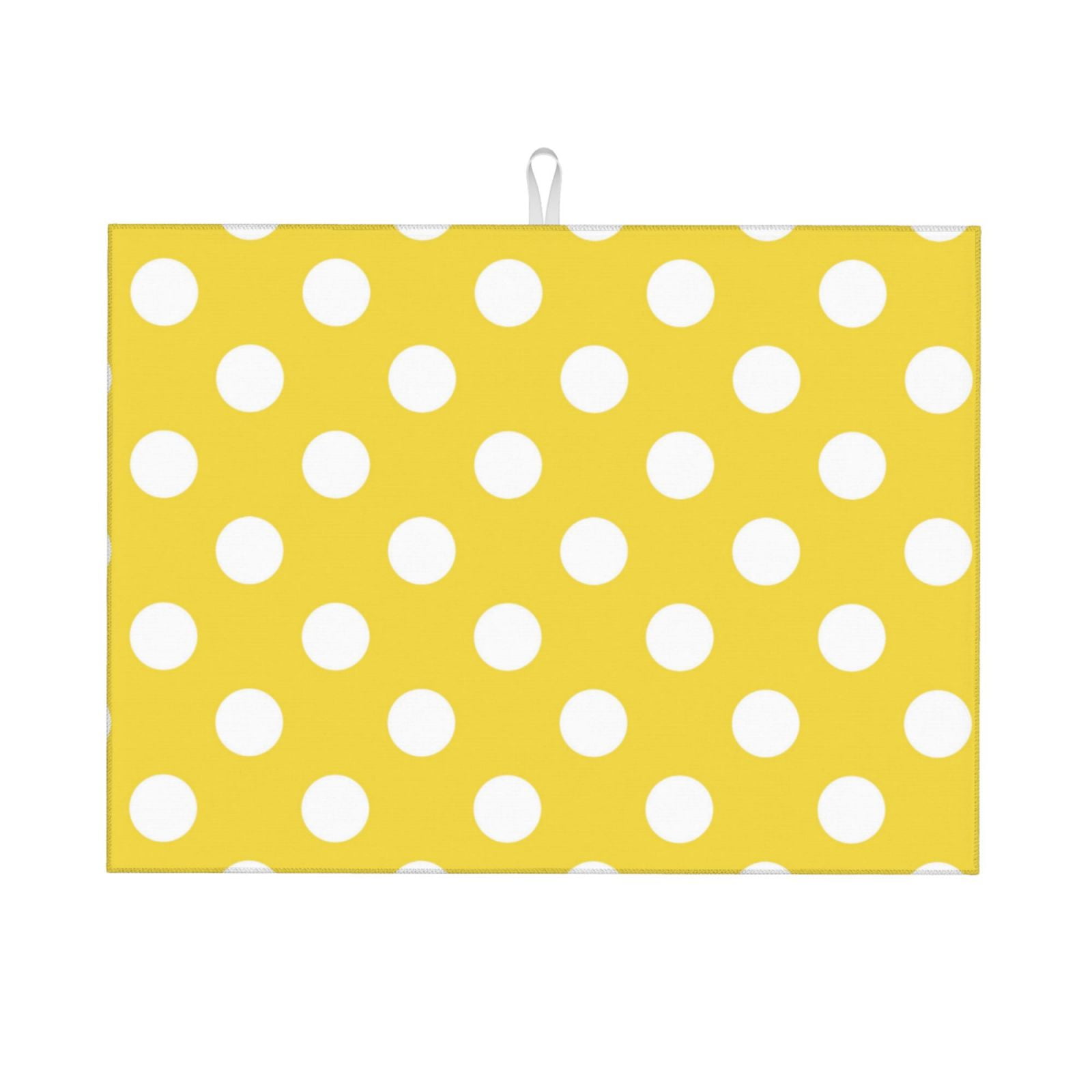 Zeuib Yellow And White Polka Dot Dish Drainer Kitchen Counter, Kitchen ...
