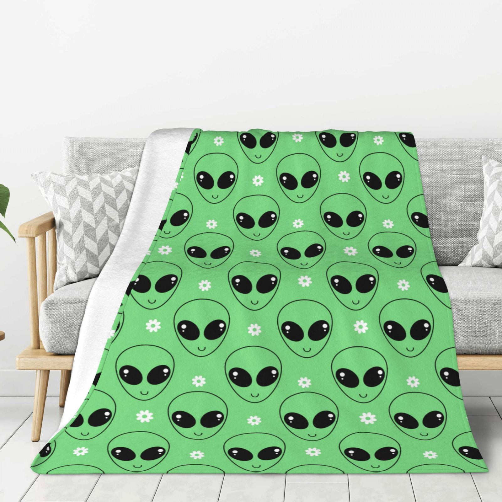 Zeuib alien cartoons Print Fleece Throw Blanket,Plush Fluffy Large Big ...