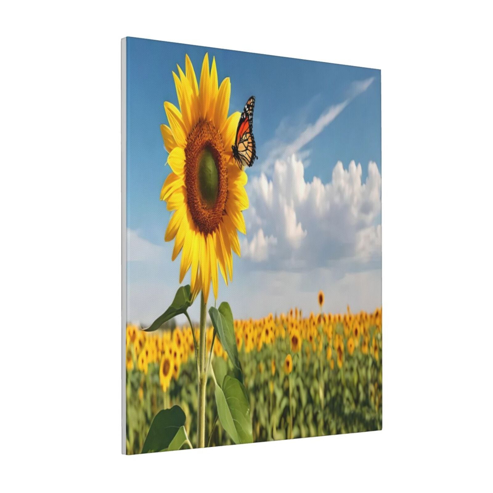 Zeuib butterfly and sunflower Print Farmhouse Canvas Wall Art For ...