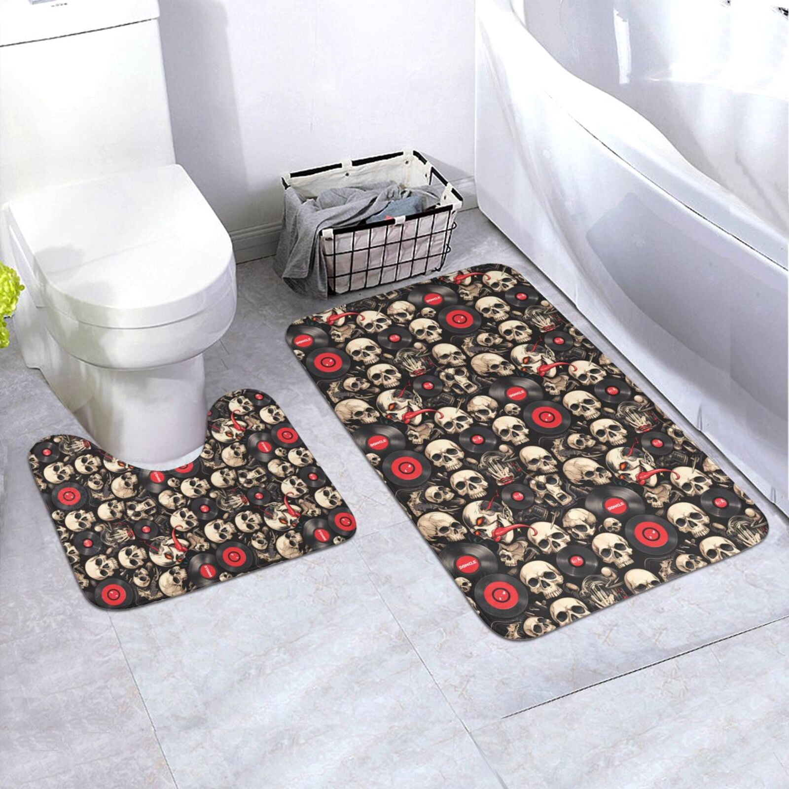 Rocks Spa Rug Zeuib rock record Skull Water/Dust Absorbent bath rug set,Toilet Bath ...