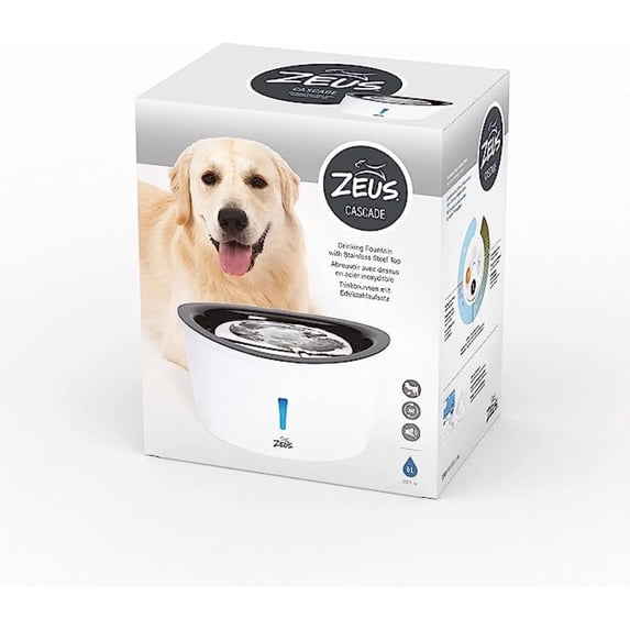 Zeus Cascade Dog Drinking Fountain with Stainless Steel Top