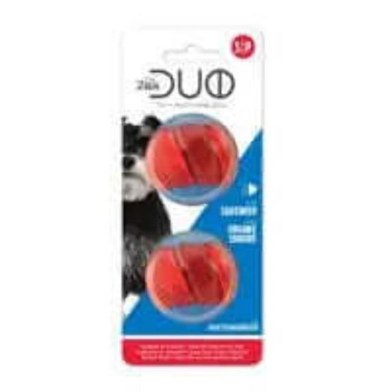 Zeus Duo Ball Interactive Dog Toy w/Flashing LED 2 Pack Blue/Red TPR Small 1.95"D