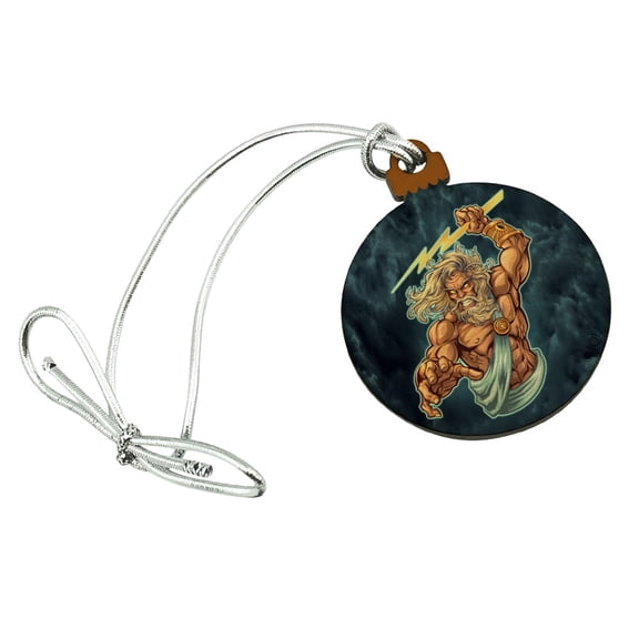 Zeus Greek God Mythology Lightning Mini Small Tiny Wood Christmas Tree Holiday Ornament