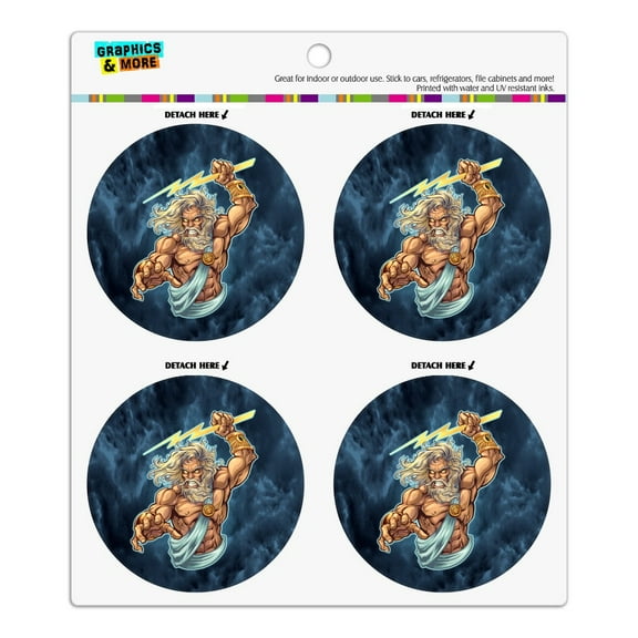 Zeus Greek God Mythology Lightning Refrigerator Fridge Locker Vinyl Circle Magnet Set
