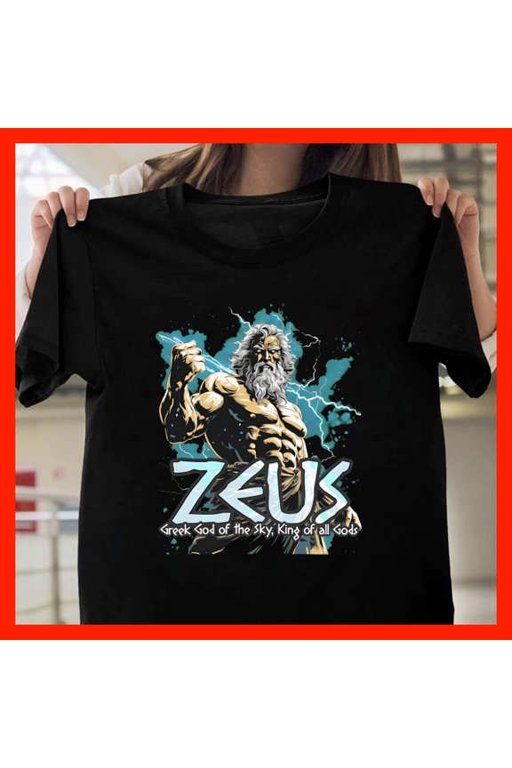 Zeus Greek God of the Sky King of all Gods T-Shirt - Powerful Mythology Art X411, Softstyle Unisex Tee - Full Size Range to 5XL
