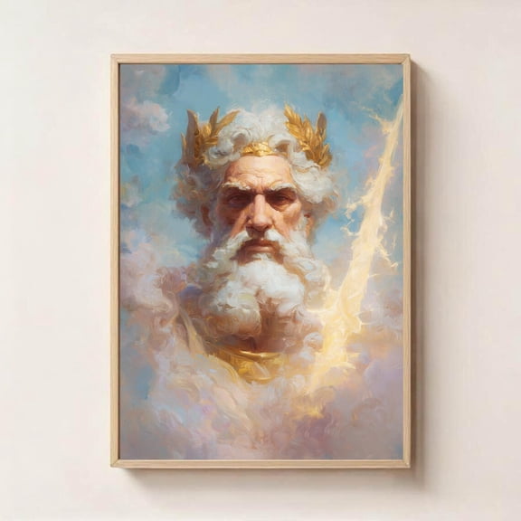 Zeus King of Gods Art Greek Mythology Energy Print, Unframed Paper Poster 8x10in