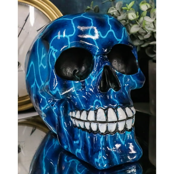 Zeus Lightning Bolt Thunder Storm System Blue Thunderbolt Skull Macabre Figurine