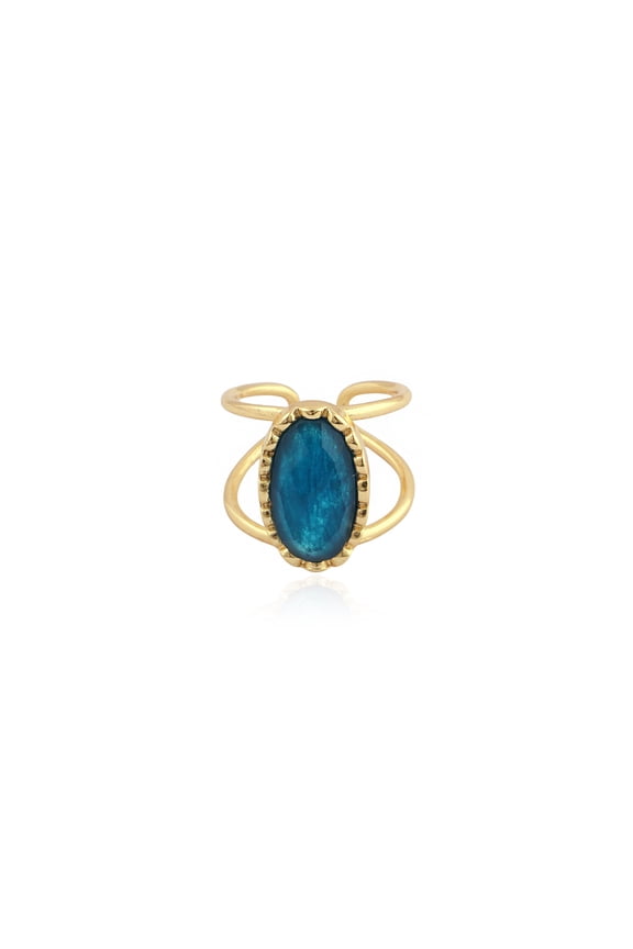 Apatite Jade Ring, 18K Gold Plated Brass Jewelry for Women