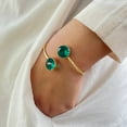thumbnail image 1 of Zeva Jewels Round Emerald Green Dual Crystal Bangle for Women – 18K Gold Plated Cuff Bangle for Bridesmaids, 1 of 4