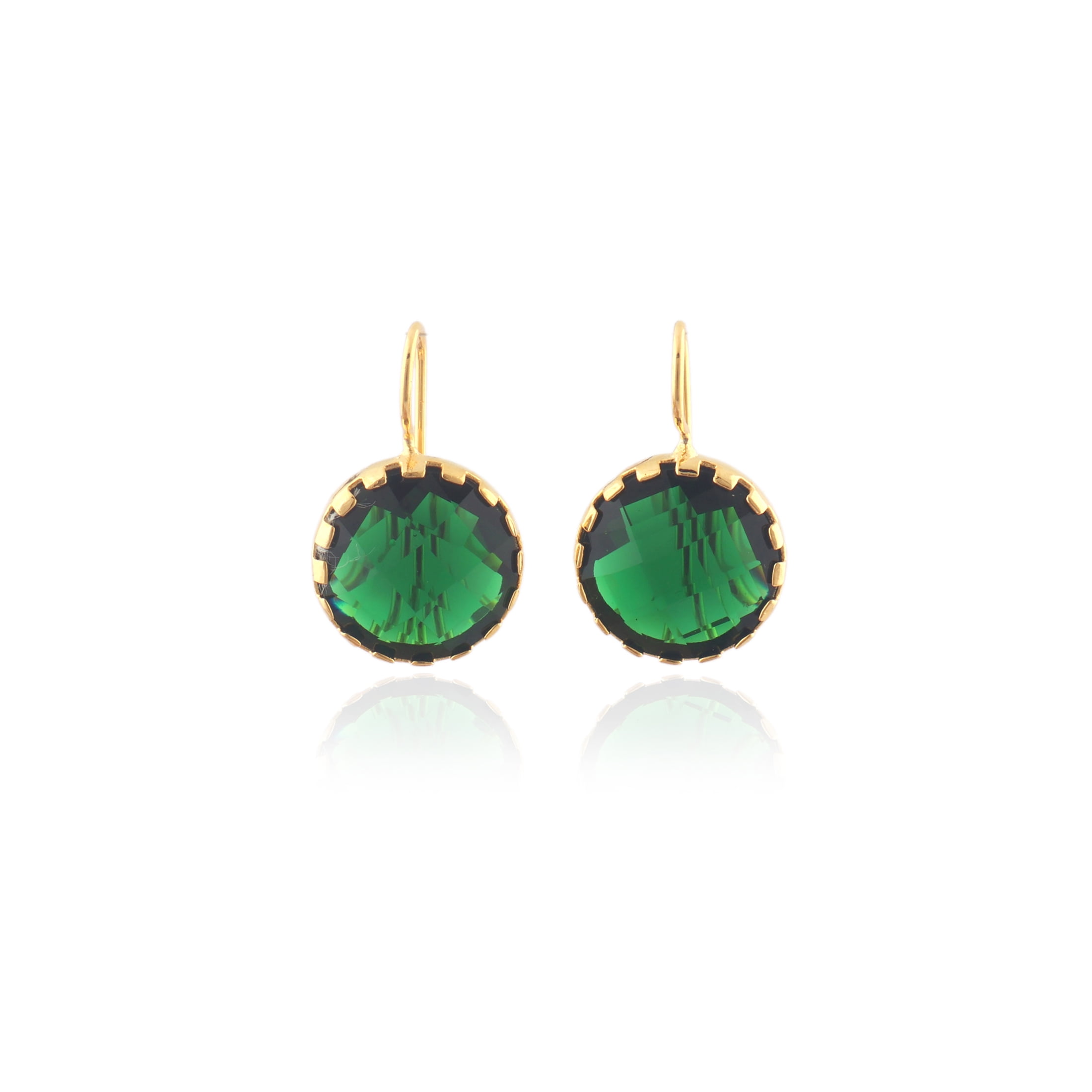 Zeva Jewels Round Green Emerald Quartz Hook Earring