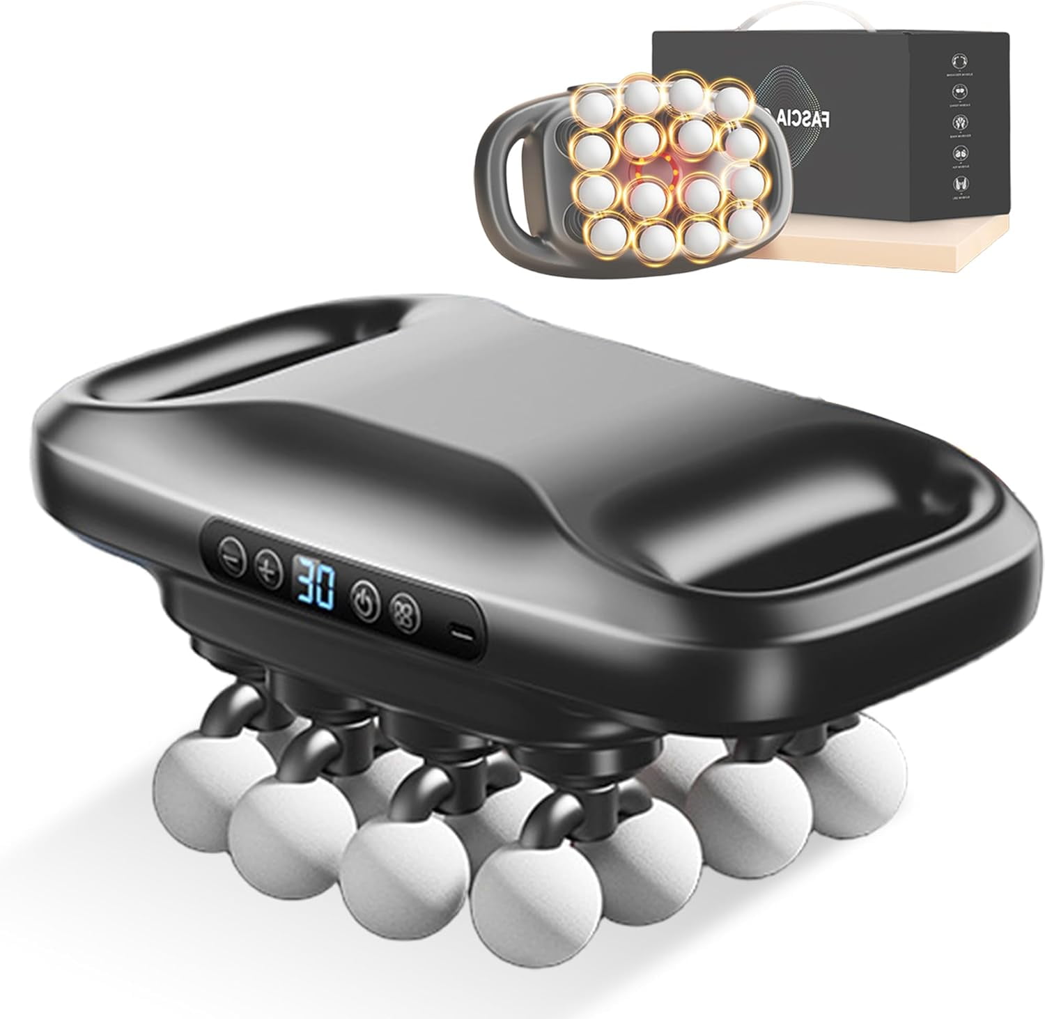 Zevessa Massager - ReliefWave Pro 3 Latest Upgraded Version, 16 Head Massage Gun Deep Tissue, Pain Relief and Stiffness in 4 Minutes, 30 Intensity Levels & Smart Mod