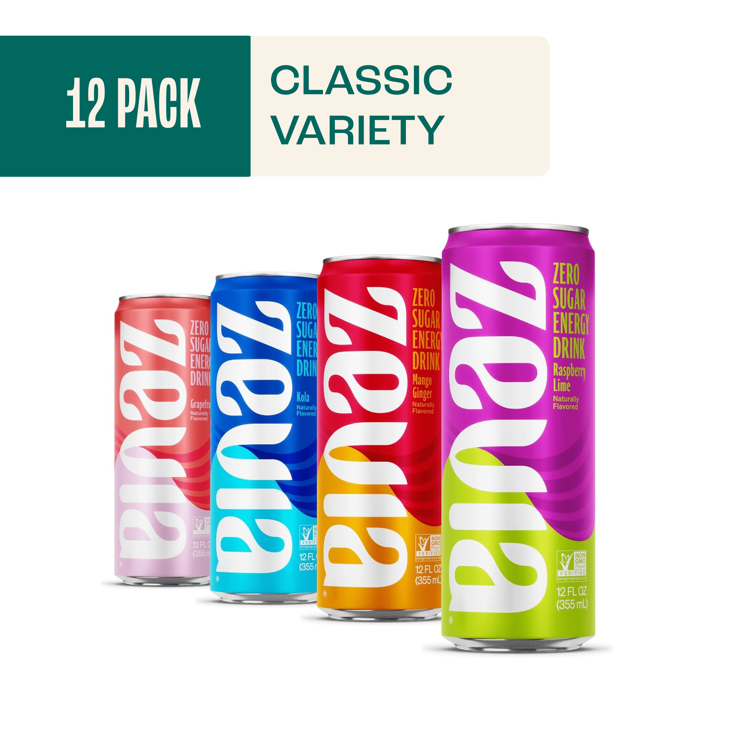 Zevia, Classic Energy Drink Variety Pack, 12 fl oz (Pack of 12)
