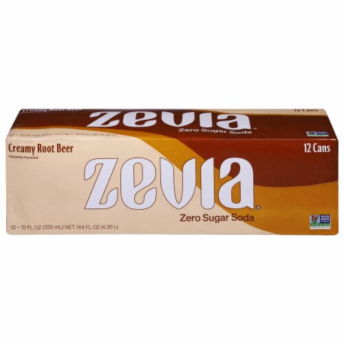 Zevia Creamy Root Beer Zero Sugar Soda Cans 12 pk / 12 fl oz - Pack of 2