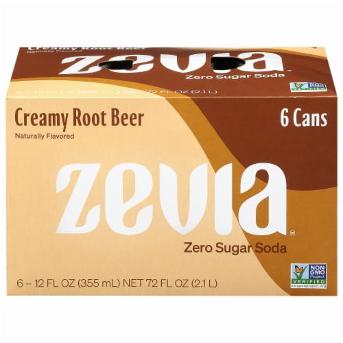 Zevia Creamy Root Beer Zero Sugar Soda Cans 6 pk / 12 fl oz - Pack of 2