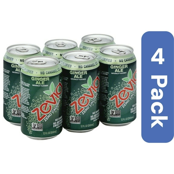 Zevia Ginger Ale Diet Natural Soda 6 Pack 72 fl oz (Pack Of 4)