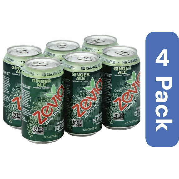 Zevia Ginger Ale Diet Natural Soda 6 Pack 72 fl oz (Pack Of 4)