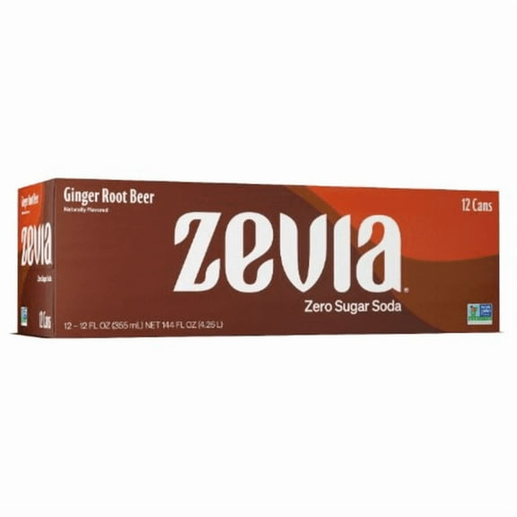 Zevia Ginger Root Beer Zero Sugar Soda Cans 12 pk / 12 fl oz