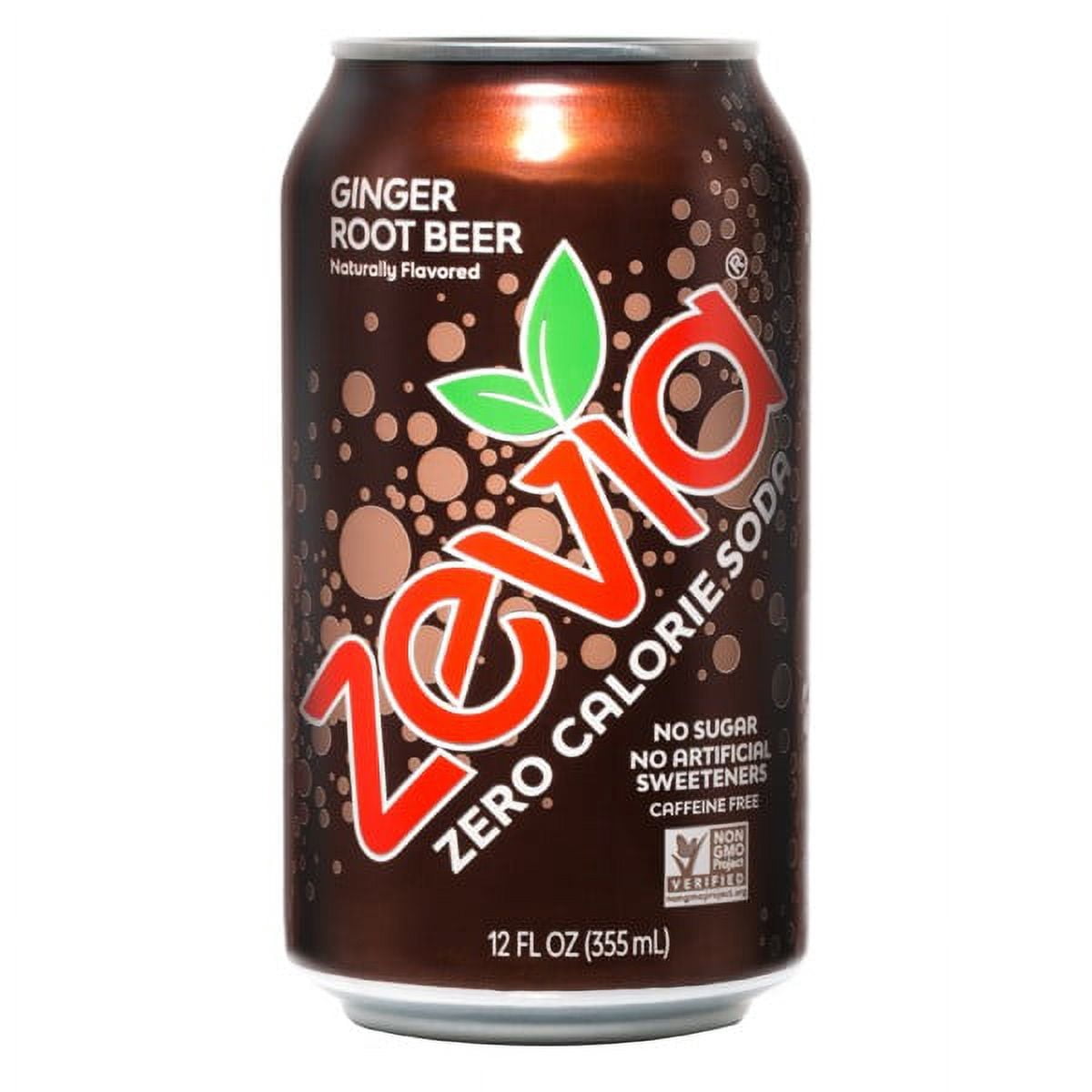 Zevia Ginger Root Beer Zero Calorie Soda 12 oz Cans - Pack of 24