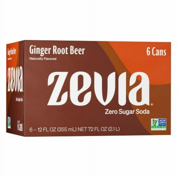 Zevia Ginger Root Beer Zero Calorie Soda Cans - 12 fl oz - 6 pk