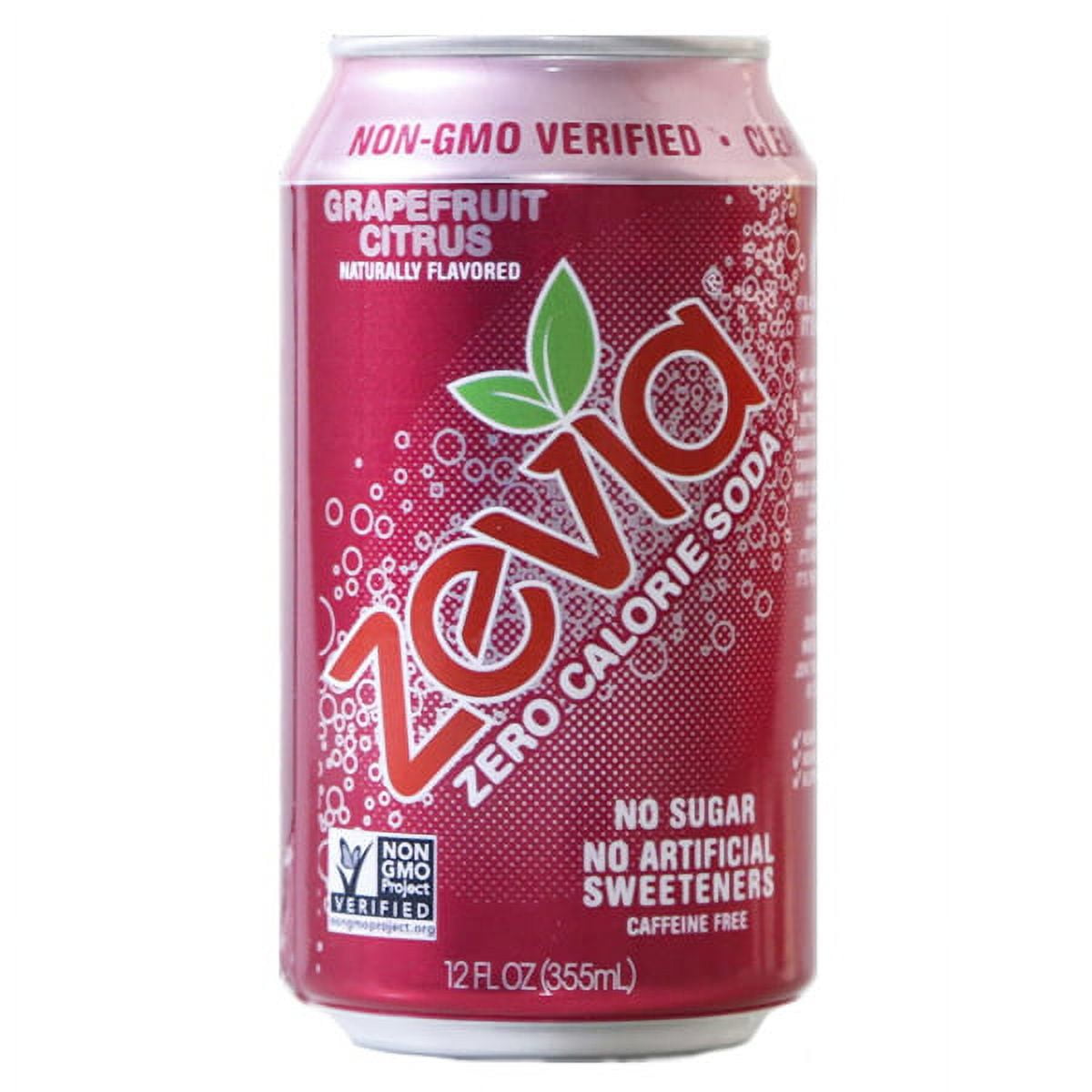 Zevia Grapefruit Citrus Zero Calorie Soda 12 oz Cans Pack of 24