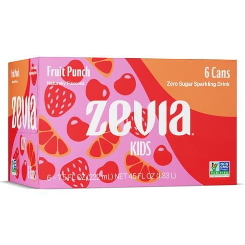 Zevia Kidz Sparkling Drink, Fruit Punch, 7.5 Ounce (Pack Of 6