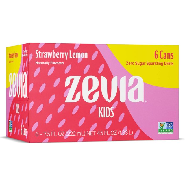 Zevia Kidz Strawberry Lemonade Zero Calorie Soda 6pk/7.5 fl oz Cans