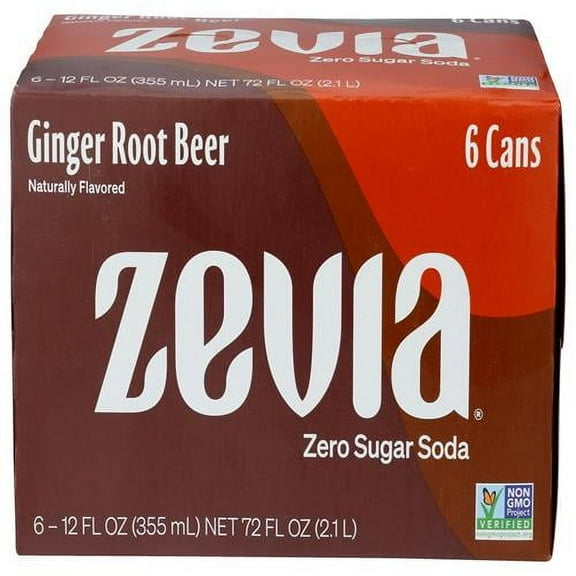 Zevia, Soda Ginger Root Beer, 6Pk, 12 Fl Oz - Pack of 2