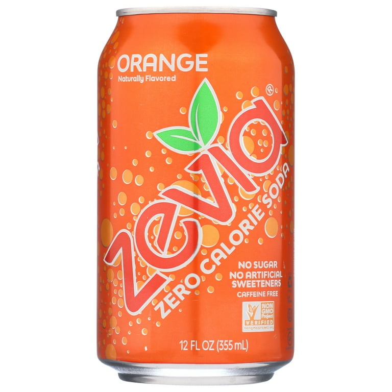【※can】 Zevia Zero Calorie, Caffeine Free Orange Soda, 6 Pack of 12 Fl Oz