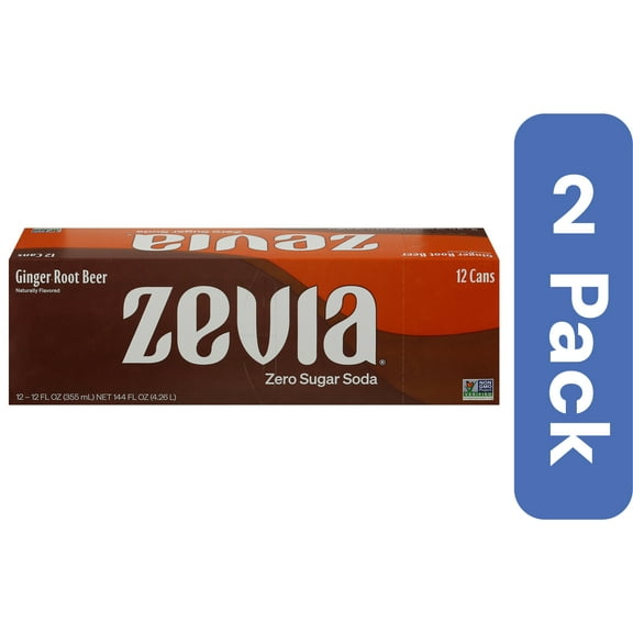 Zevia Soda Zero Ginger Root Beer 12 Pack 144 fl oz (Pack of 2)