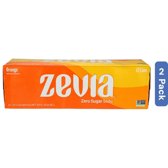 Zevia Soda Zero Orange 12 Pack 144 fl oz (Pack of 2)