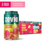 Zevia Zero Calorie, Caffeine Free Strawberry Lemon Burst Soda Pop, 12 fl oz, 8 Pack Cans