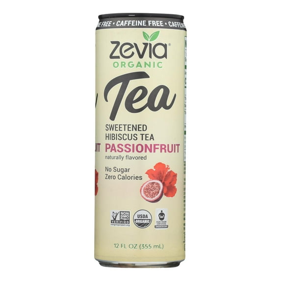 Zevia Organic Caffeine Free Passionfruit Sweetened Hibiscus Tea, 12 Fluid Ounce -- 12 per Case.