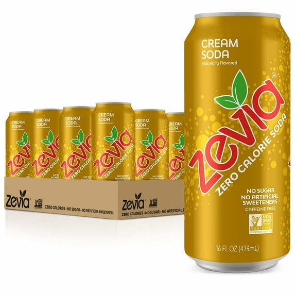 Zevia Zero Calorie Cream .. Soda, 16 Ounce Cans .. (Pack of 12)