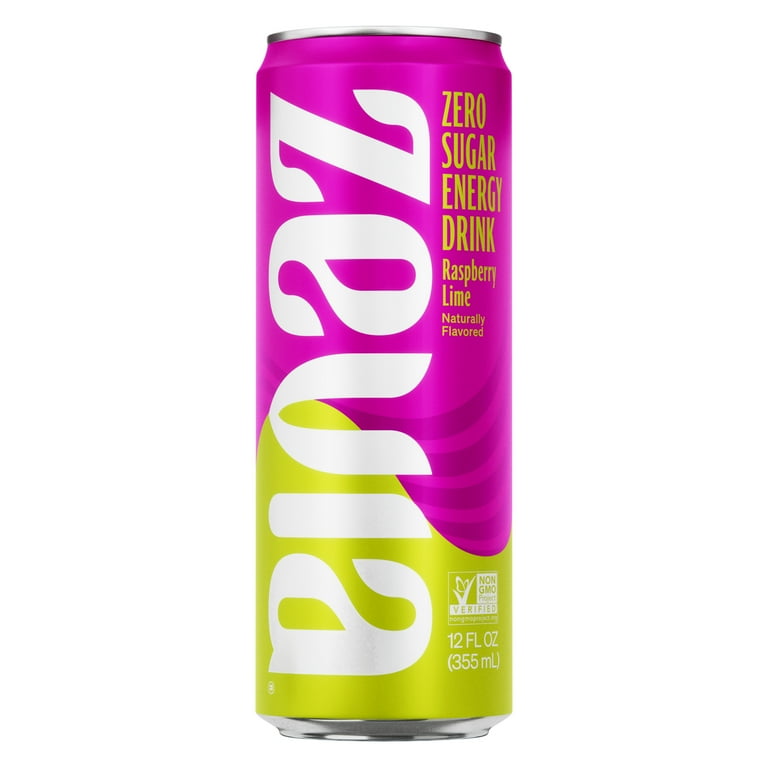 Zevia Zero Calorie Energy Drink, Raspberry Lime Flavor, 12 oz