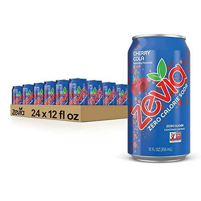 Zevia Zero Calorie Soda, Cherry Cola, 12 Ounce Cans (Pack of 24