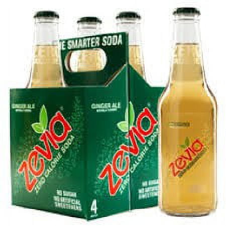 Zevia Zero Calorie Soda - Ginger Ale, 12 Ounce Glass Bottle, 4 Count