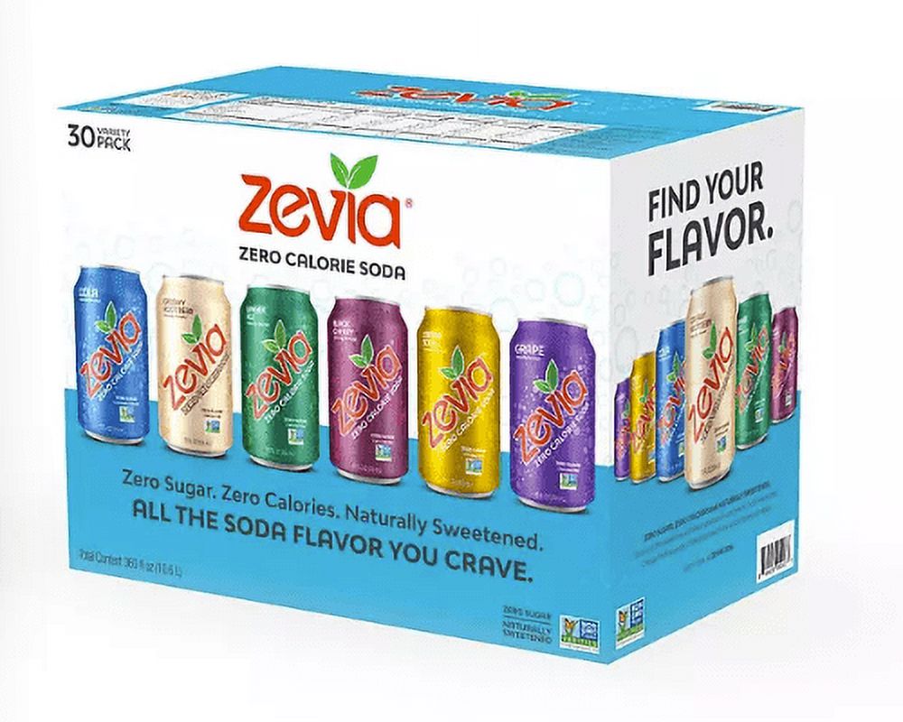 Zevia Zero Calorie Soda Variety Pack (12 fl. oz., 30 pk.)