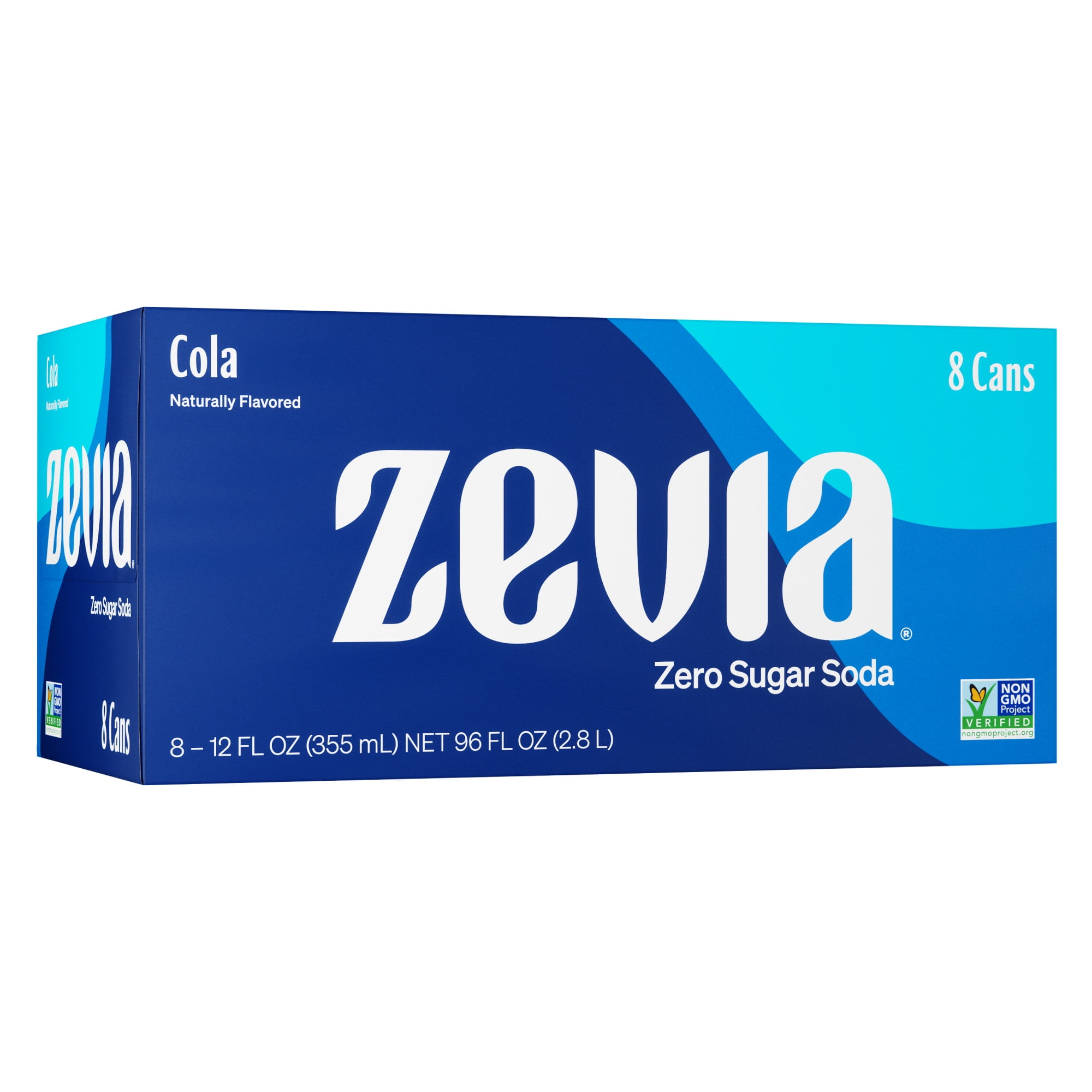 Zevia Zero Sugar, 0 Calorie Cola Soda Pop, 12 fl oz, 8 Pack Cans