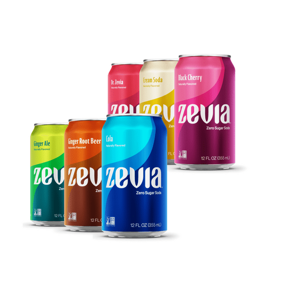 Zevia Zero Sugar, 0 Calorie Soda Pop, Favorites Variety Pack, 12 fl oz, 18 Pack Cans