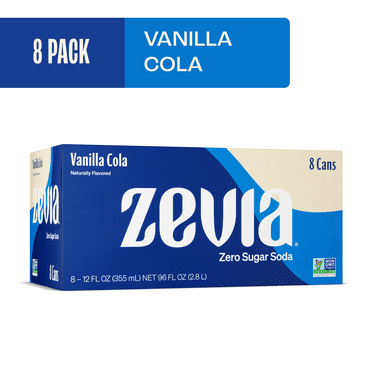 Zevia Zero Sugar, 0 Calorie Vanilla Cola Soda Pop, 12 fl oz, 8 Pack Cans