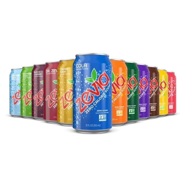 Zevia Zero Sugar, 12Flavor Rainbow Soda Variety Pack, 12 Fl Oz (Pack