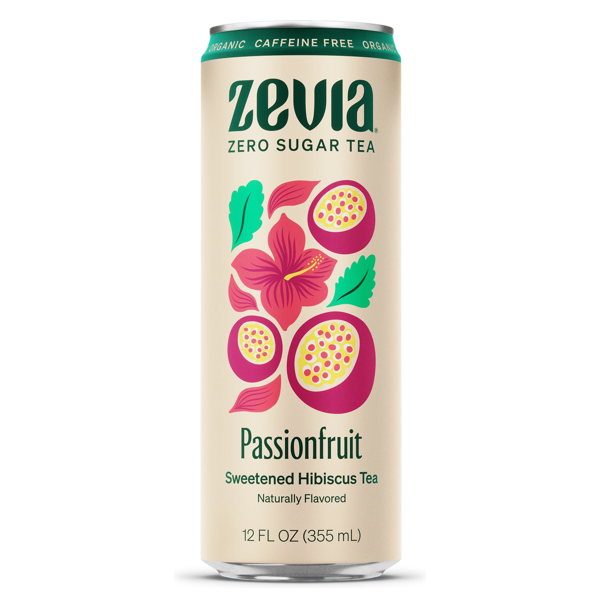 Zevia Zero Sugar, Caffeine Free Hibiscus Tea Passionfruit, Sweet